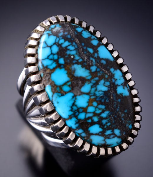 Size 6-1/4 Silver & Hubei Turquoise Navajo Handmade RIng by Erick Begay 6H16C