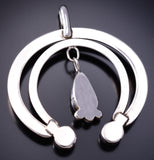 Vintage Silver Navajo Naja Pendant with Turquoise 6K02Y