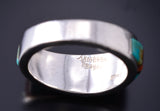 Size 9 Vintage Silver Multistone Navajo Inlay Ring by Abraham Begay 6A03J