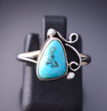 Vintage Size 6-1/4 Silver & Turquoise Navajo Ring 3K09V