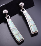 Silver & Opal Navajo Inlay Dangle Earrings by TSF 4A25J