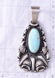 Silver & Dry Creek Turquoise Navajo Bear Claw Style Pendant Derrick Gordon 6H25P