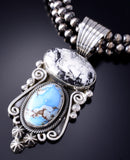 Silver & Golden Hills Turquoise White Buffalo Navajo Pendant - Erick Begay 6C02D