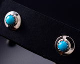 Turquoise - Navajo Handmade Sterling Silver Post Earrings by Juanita Manygoats - 6J31B