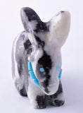White and Black Marble Zuni Fetish - Rabbit by Alvert Lamy 5L09F