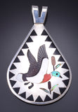 Vintage Silver Multistone Zuni Inlay Mallard Pendant Dennis Nancy Edaakie 6A21X