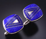 Silver & Lapis Navajo Inlay Cuff Links by TSF 3L13D