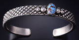Silver & Golden Hills Turquoise Navajo Handstamped Bracelet by Erick Begay 5H02C