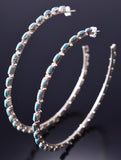 Silver & Turquoise Zuni Made Statement Hoop Earrings Alvin Aurelia Hughte 6D27Z