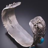 Silver & Kingman Turquoise Navajo Handmade Bracelet by Clarence Long 6F09E