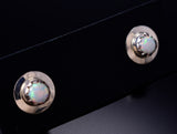 White Fire Opal - Navajo Handmade Sterling Silver Post Earrings by Juanita Manygoats - 6J31F
