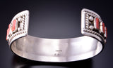 Silver & Coral Navajo Handmade Bracelet by Chester Charley 3F05T