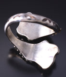 Vintage Silver & Pink Mussel Shell Feathers Navajo Adjustable Wrap Ring 5F10K