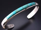 Vintage Silver & Turquoise Navajo Inlay Row Bracelet hallmarked by M 5K17F
