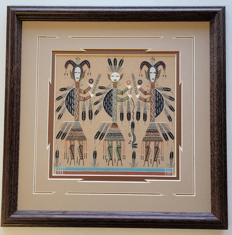 Navajo Sand Painting by Jasper Begay- 13-1/2 x 13-1/2 - 4D12W