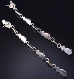 Silver & Turquoise Zuni Handmade Duster Earrings by Verdi Booqua 5G22N