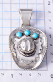 Silver & Turquoise Navajo Handmade Cowboy Hat Pendant by Bobby Platero 6J30P