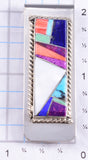 Silver & Turquoise Multistone Navajo Inlay Money Clip by Arnold Yazzie 5L25C