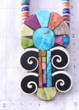 24" Santo Domingo Pueblo (Kewa) Multistone Flower Necklace by Mary Tafoya 6H31T