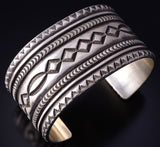 Silver Navajo Handmade Concho Row Wide Bracelet by Erick Begay 5H01C