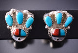 Silver & Turquoise Multistone Zuni Sunface Earrings by Emerson Vallo 4A25L
