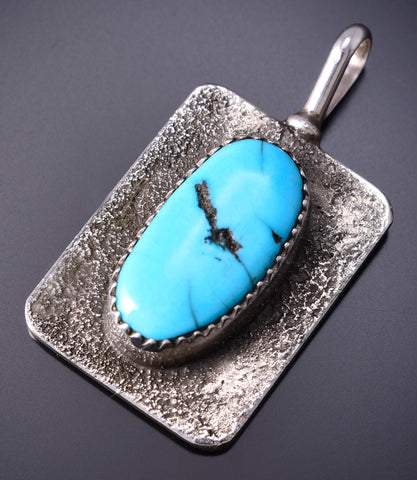 Reversible Silver & Turquoise Navajo Navajoland Pendant by Ravis Henry 6D20U