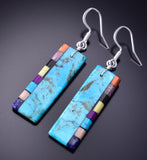 Turquoise Multistone Santo Domingo Handmade Earrings by Mary Louise Tafoya 3G07S