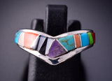 Size 6 Silver & Turquoise Multistone Navajo Inlay Dip Ring by TSF 3L16N