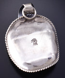Silver & Turquoise Navajo Handmade Cowboy Hat Pendant by Bobby Platero 6J30P