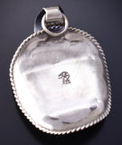 Silver & Turquoise Navajo Handmade Cowboy Hat Pendant by Bobby Platero 5L13X