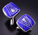 Silver & Lapis Navajo Inlay Square Cuff Links by TSF 3L13B