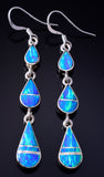 Silver & Fire Opal Navajo Inlay Duster Earrings by James Manygoats 5G22J