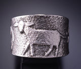 Size 8-3/4 Silver Navajo Tufacast The Lamb of God Ring - Darryl Dean Begay 5B19X