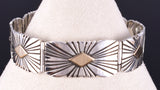 Vintage Silver & 14k Gold Navajo Handmade Link Bracelet stamped L 5K22D