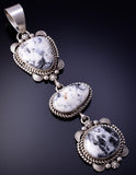 Silver & White Buffalo Turquoise Navajo Long Pendant by Eli Skeets - 4L20K