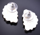 Silver & Kingman Turquoise Zuni Handmade Fan Earrings by Alicia Wilson 6F17S