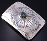 Silver & Hubei Turquoise Navajo Handmade Belt Buckle by Joan Begay 5L13N