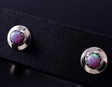 Lavender Fire Opal - Navajo Handmade Sterling Silver Post Earrings by Juanita Manygoats - 6J31H