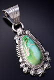 Silver & Sonoran Gold Turquoise Navajo Handmade Pendant by Marita Benally 5L13W