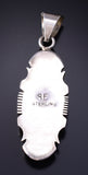 Silver and White Buffalo Turquoise Inlay Oval Pendant by Steve Francisco 5L17M