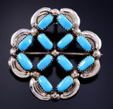 Silver & Turquoise Zuni Handmade Pendant & Brooch signed MK 5L26J