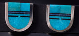 Silver & Turquoise Jet Navajo Inlay Yei Be Chei Earrings by Jimmy Harrison 5H02R