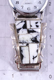 Silver & White Buffalo Turquoise Navajo Inlay Watch by Steve Francisco 5L05A