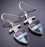 Vintage Silver & Sugilite w/ Opal Navajo Inlay Earrings by Sheila Tso 6E14Z