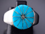 Size 8-3/4 Zuni Turquoise Men's Pinky Ring by Johnson Laweka 6K22H