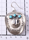 Silver and Turquoise Cowboy Hat Earrings - Navajo handmade 6K02S