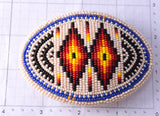 Preowned Native American Handbeaded Diamond Pattern Buckle 5D07Q