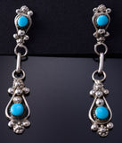 Silver & Turquoise Zuni Handmade Earrings by Verdi Booqua 5G16L