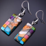 Santo Domingo Handmade Turquoise Multistone Mosaic Earrings by Mary Tafoya 4J02F