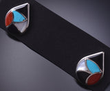 Silver & Turquoise Multistone Zuni Inlay Teardrop Earrings by Delorna Lahi 6D09B